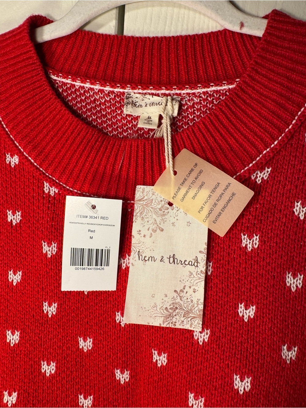 Red Patterned Sweater - Picture 3 of 3